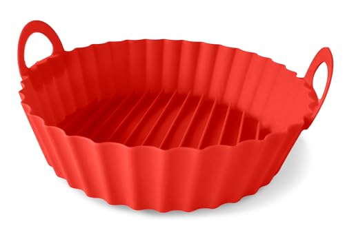 Guardini, Stampo Tondo Con Manici Ø 22 Cm, Ideale Per Friggitrice Ad Aria, Silicone Alimentare, Rosso, Made In Italy, Linea Air Fryer