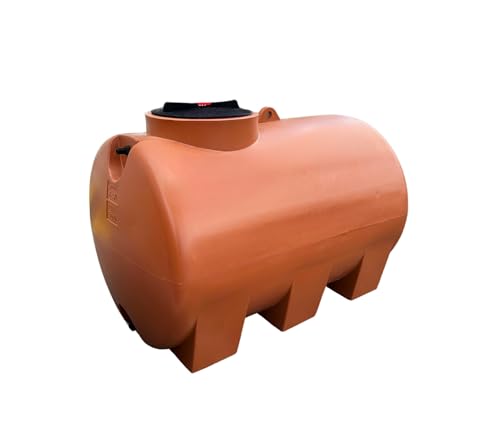 Serbatoio Polietilene Per Acqua Cilindrico Orizzontale Mod. 300 Litri Colore Terracotta Made In Italy