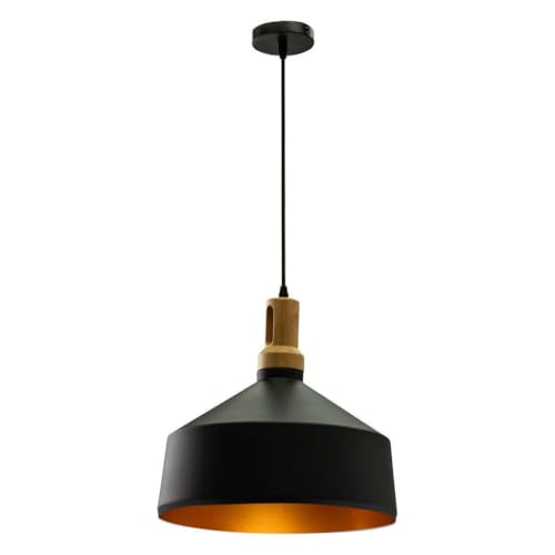 Portalampada Pendente 1Mt E27 Elegant Stylish Ф350Mm-Legno Nero - Vt-3766