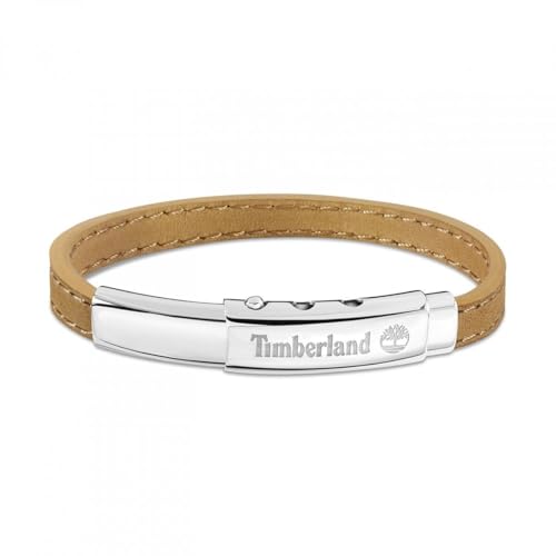 Timberland Amity Tdagb0001602 - Bracciale Da Uomo In Acciaio Inox E Pelle Marrone, Lunghezza: 18 Cm + 10 Cm, 28, Acciaio Inossidabile Pelle, Nessuna P