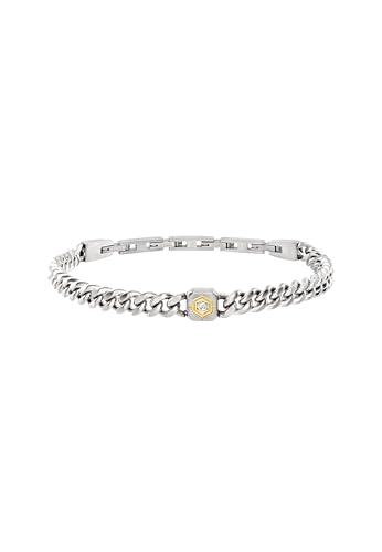 Breil Gioiello Tj3815 Collezione Cross Roads, Bracciali Da Uomo In Acciaio Colore Argento Misura 22 Con Cubic Zirconia