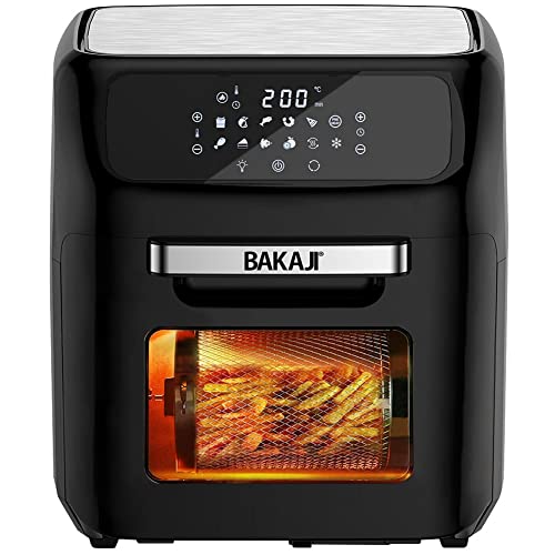 Bakaji Forno Friggitrice Ad Aria Calda Frigge Cuoce Griglia Essicca Senza Olio Airfryer Capacità 12Lt Display Led Touch 12 Programmi Timer Regolazione