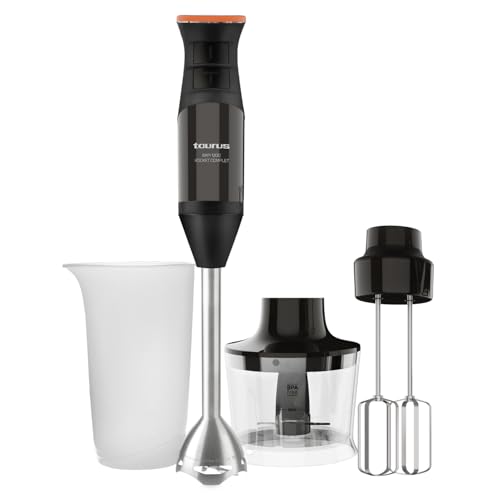 Taurus - Frullatore A Immersione 1200W,20 Velocità Regolabili + Turbo,Lama Inox,Doppia Frusta,Design Ergonomico,Bicchiere Dosatore 500 Ml