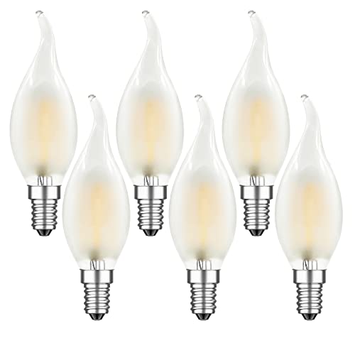 Mzyoyo 6 Lampadine A Led E14, 4 W, E14, Dimmerabili, Luce Bianca Calda, Vintage, A Forma Di Candela, Per Lampadari, 4 W, Sostituisce 35 Watt, Lampadin