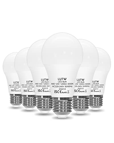 Lutw Lampadine Led E27 Luce Calda, 12W Equivalenti A 100W, Lampadina Led E27 Bianca Calda 3000K, 1200 Lumen Lampadine Led A60 Risparmio Energetico Sup