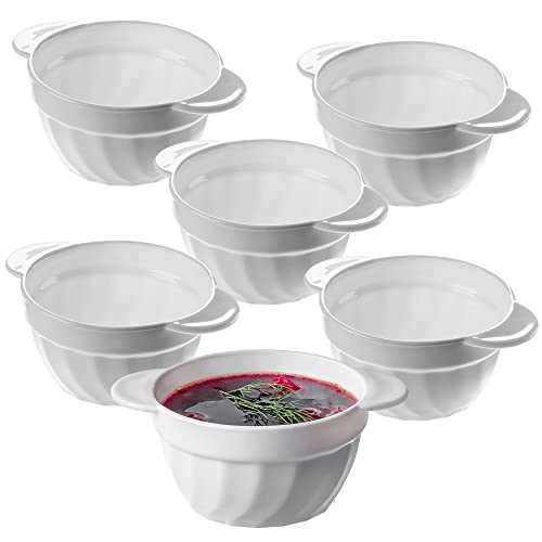 Kadax Tazze Da Zuppa, 650 Ml, Ciotole In Vetro Rinforzato, 18,5 X 14 X 8 Cm, Ciotole Con Doppio Manico, Zuppa Per Zuppe, Creme, Brodi (650 Ml/6 Pezzi)