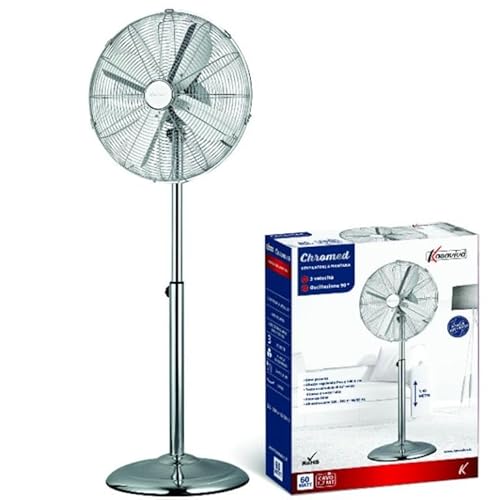 Kasaviva Ventilatore A Piantana In Acciaio Colore Cromato 140 Cm 60 Watt