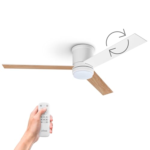 Ufesa Ventilatore Da Soffitto Katmandu Con Luce, 3 Pale Reversibili Da 132 Cm, 40 W, 6 Velocità, Ultra Silenzioso, Funzione Estate-Inverno, Timer 8 Or