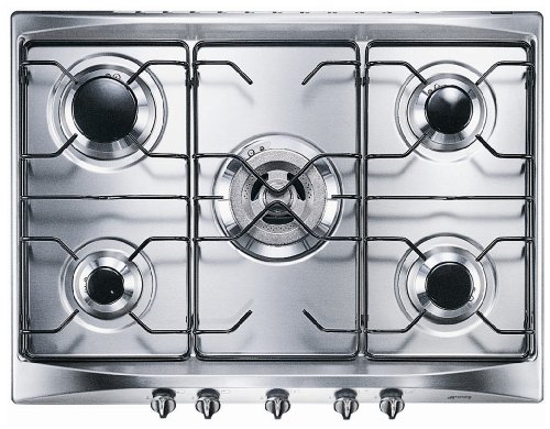 Smeg Piano Cottura Se706Sx3 70Cm Inox 5 Fuochi, Manopole Silver, Largo 70Cm, Inox