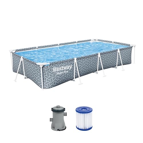 Bestway 561Fv Piscina Steel Pro Rettangolare Con Motivo A Foglia 366X 201X 66