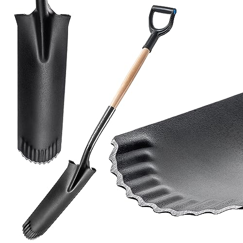 Kadax Pala Per Drenaggio, Pala Con Manico A D E Manico, Leggera Pala Per Drenaggio Con Denti, Pala Da Giardino Ergonomica, Vanga Per Foro, 124 X 14 Cm