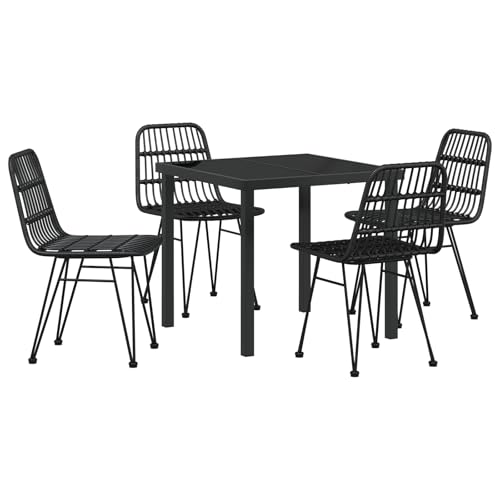 Vidaxl Set Da Pranzo Da Giardino 5 Pezzi Nero In Rattan Sintetico