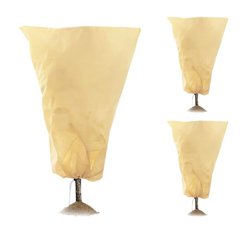 3 Pezzi Da 80 X 100 Cm, Antigelo Per Piante, Prodotto Fitosanitario Con Coulisse E Chiusura Lampo, Multiuso Per Piante In Vaso (Beige)