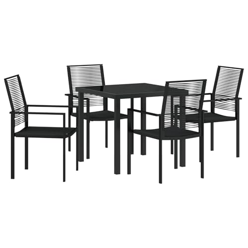 Vidaxl Set Da Pranzo Da Giardino 5 Pezzi Nero Rattan Pvc