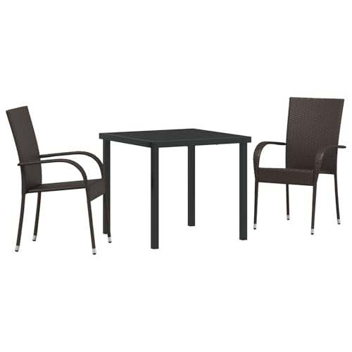 Vidaxl Set Pranzo 7 Pezzi Marrone Rattan Poliestere