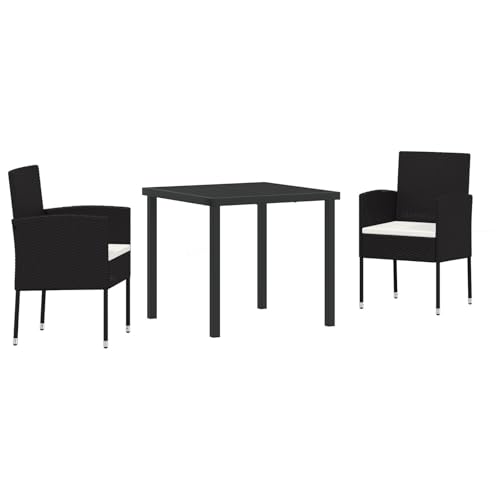Vidaxl Set Da Pranzo Per Giardino Da 5 Pezzi Con Cuscini In Rattan Nero