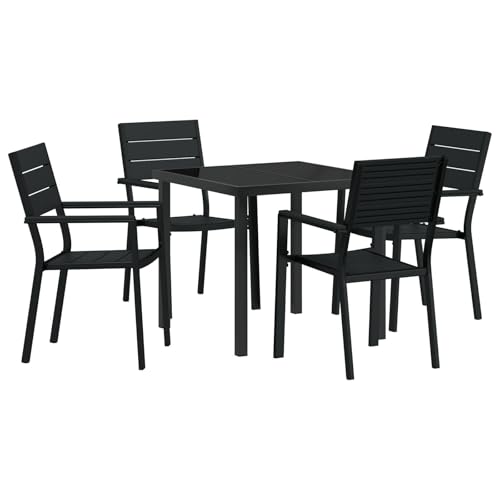 Vidaxl Set Da Pranzo Da Giardino Da 5 Pezzi Nero Hdpe