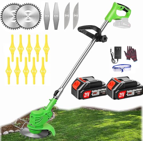 Decespugliatore A Batteria, Decespugliatore Elettrico, Tagliaerba A Batteria, Decespugliatore A Batteria Con 2 Batterie Da 4.0Ah Di Grande Capacità, 3
