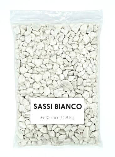 Landare Sassi Bianco 1,8Kg - Sassolini Decorativi Per Vasi - Sassi Decorativi Per Vasi - Sassolini Per Acquario - Ciottoli Decorativi Per Vasi - Ciott