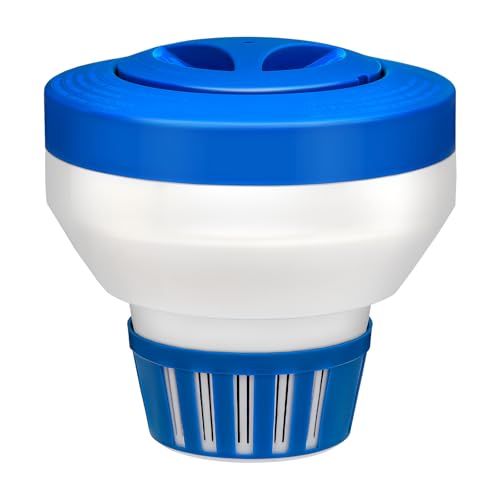 Housolution Dispensatore Cloro Da 8 Pollici, Galleggiante Cloro, Galleggiante Per Cloro Compresse Di Bromo Piscina Antialghe, Vasche, Spa - Blu + Bian