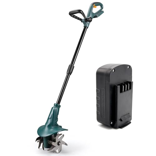 Fishtec Motozappa Elettrica - Motozappa A Batteria Senza Fili - Batteria 18V Al Litio Inclusa - Profondità Massima: 20 Cm. Larghezza Massima: 8 Cm - R