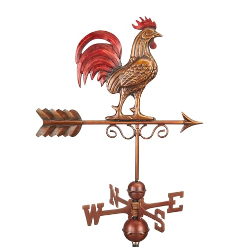 Good Directions 1975Red - Segnavento Bantam Red Rooster, In Puro Rame, Rifinito A Mano, Patina Multicolore