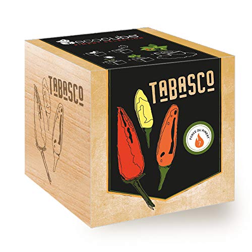Feel Green Ecocube, Peperoncino Tabasco (Potenza Del Piccante 7), Grow-Your-Own/Kit Pronto Da Far Crescere, Piante In Cubi Di Legno Da 7,5 Cm, Prodott