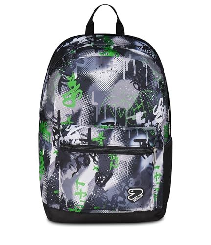 Seven Zaino Scuola Reversibile, Grigio E Verde, Zaino Doppio Scomparto Con Auricolari Wireless, Tasca Porta Pc E Tasca Porta Borraccia, Scuola Media E