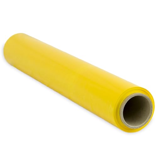 Ofituria Film Amarillo Para Embalar 50 Cm De Ancho Y Estirable Hasta 300 Metros De Longitud – Rollo De Film Elástico Manual Para Embalaje Industrial –