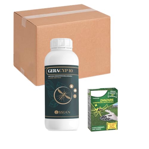 Ossian Geracyp 10 - Insetticida Antizanzare, Formiche, Scarafaggi, Insetti Striscianti E Volanti, Concentrato Con Cipermetrina E Geraniolo, Effetto Re