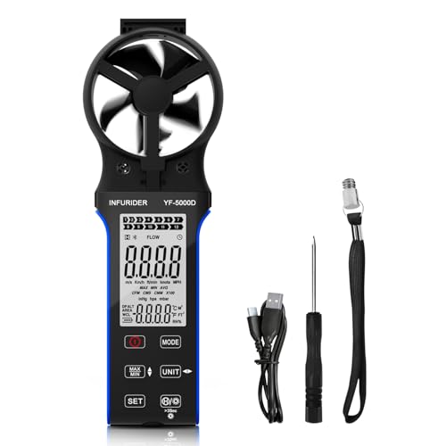 Anemometro Portatile Infurider, Misuratore Cfm, Misuratore Di Velocità Del Vento Con Pulsante A Sfioramento, Indicatore Del Vento Ricaricabile Per Flu