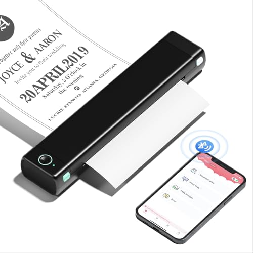 Phomemo M08F Stampante Portatile A4, Stampante Termica Compatibile Con Smartphone Via Bluetooth, Pc Via Cavo Usb, Stampante Da Viaggio Supporta A4 Car