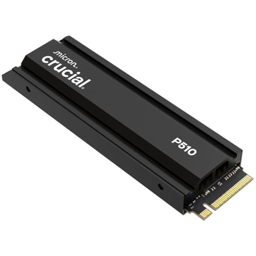Crucial P510 Ssd 1Tb Pcie 5.0 X4 Gen5 Nvme M.2 Ssd Interno Con Dissipatore, Velocità Fino A 11000 Mb/S Lettura, 9500 Mb/S In Scrittura, Pc Desktop E P