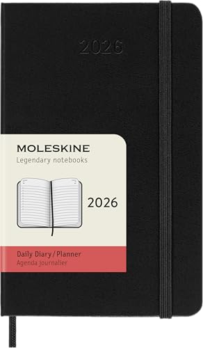 Moleskine Daily Planner, Agenda Giornaliera 2026 12 Mesi, Con Copertina Rigida E Chiusura Elastica, Formato Pocket 9X14, Colore Nero