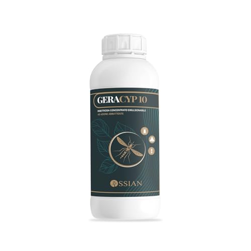 Ossian Geracyp 10 - Insetticida Antizanzare, Formiche, Scarafaggi, Insetti Striscianti E Volanti, Concentrato Con Cipermetrina E Geraniolo, Effetto Re