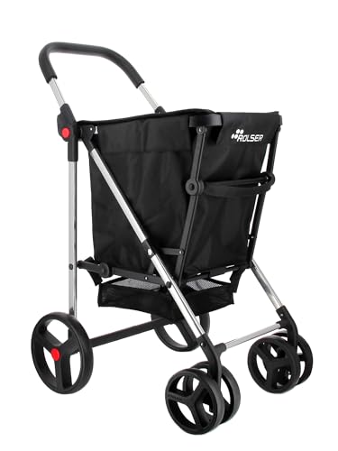 Carrello Portaspesa Rolser Basket Mf 4 Ruote 2 Girevole Pieghevole - Nero