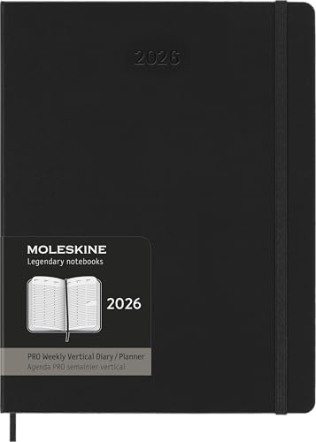 Moleskine Weekly Planner, Agenda Settimanale Verticale Pro 12 Mesi 2025, Copertina Rigida E Chiusura Elastica, Colore Nero, Formato Extra Large 19X25