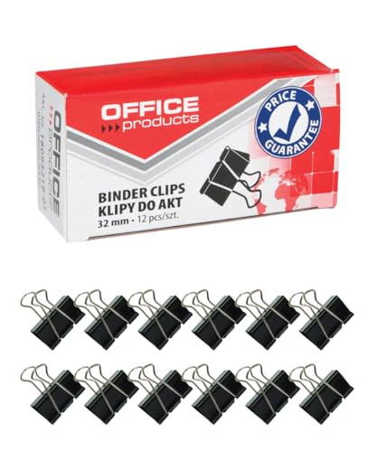 Klipy Do Dokumentów Office Products 32Mm 12Szt Czarne/Drobne Akcesoria Biurowe/Typ-Do Akt/Rodzaj-Standard/Materiał-Metal/Kolor-Czarny/Rozmiar-32Mm