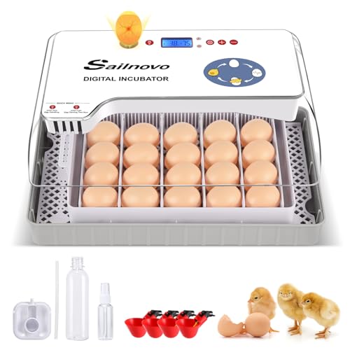 Sailvono 20 Incubateur Entièrement Automatique, Avec Ajout D'Eau Externe, Contrôle De La Température, Éclairage Led, Retournement Automatique Des Œufs