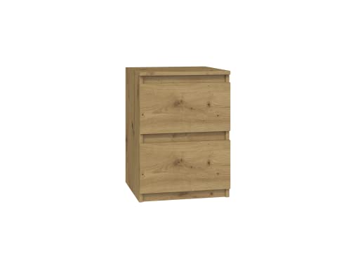M2 Malwa Bedside Table 2 Drawers Oak Artisan