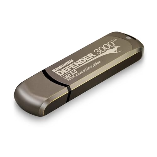 Kanguru Defender 3000 – 128 Gb Flash Drive Con Crittografia Hardware - Certificato Fips 140-2 Livello 3 - Superspeed Usb 3.0 – Resistente All'Acqua