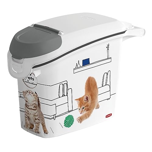 Keter Curver Contenitore Porta Crocchette Per Gatti, Chiusura Ermetica, Dotato Di Ruote, 6 Kg/15 L, 23X50X36H Cm