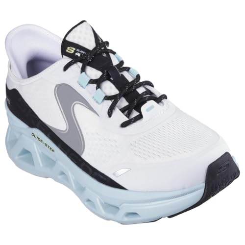 Skechers Hands-Free Slip-Ins Glide-Step Altus, Scarpe Da Ginnastica Uomo, Bianco Hotmelt Mesh Blue Trim, 42 Eu