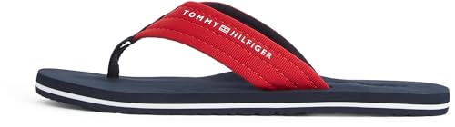 Tommy Hilfiger Uomo Infradito Nyc Beach Sandal Con Logo, Rosso (Primary Red), 42