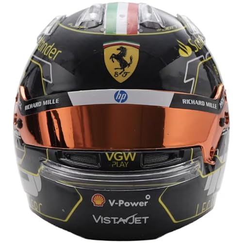 Scuderia F1 Team, Ufficiale Looksmart Spark Model, Charles Leclerc 2024 Special Edition Winner Monza Mini Casco Scala 1/5, Nero, Giallo