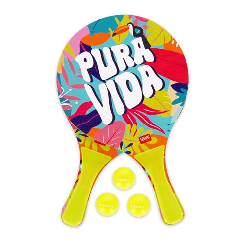 Legami - Racchette Da Spiaggia, 2 Racchette E 3 Palline, Beach Rackets, Impugnatura Ergonomica, Custodia Inclusa, Per Adulti E Bambini, 23 X 38 Cm