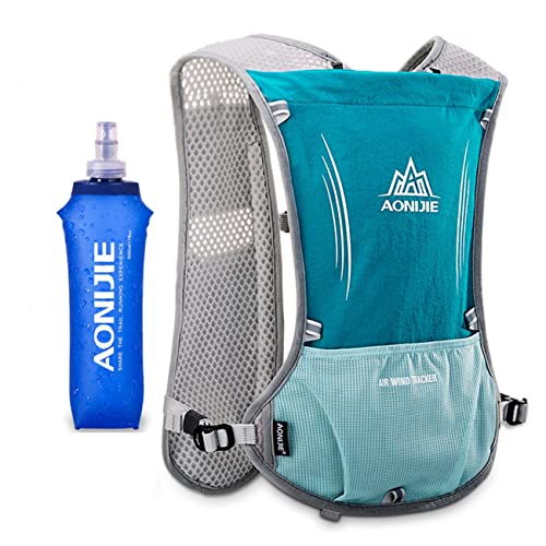 Uomo Donna Zaino Trail Running Gilet Bambino Zaino Idratazione Zainetto (Blu + Flacone Da 500 Ml)