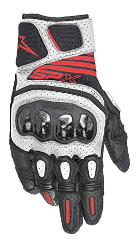 Alpinestars Spx Ac V2 Guanti, L, Nero/Bianco/Rosso Fluorescente