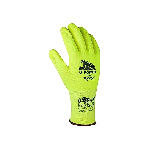Guanto Da Lavoro Touch Screen, Fodera In Nylon Spandex E Palmo Nitrile U-Power Icon Giallo Fluo Conf=12 Pa