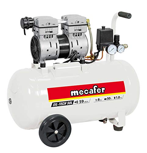 Mecafer 425543 Compressore Silenzioso 50L 1,3Hp 8 Bar